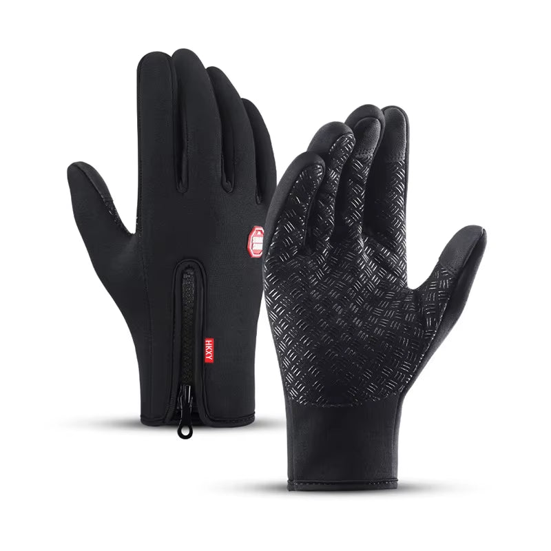 Winter Cycling Gloves Men Women Motorcycle Fleece Sport Zipper Autumn Touch Screen Warm Water-Repellent Windproof Non-Slip Glove