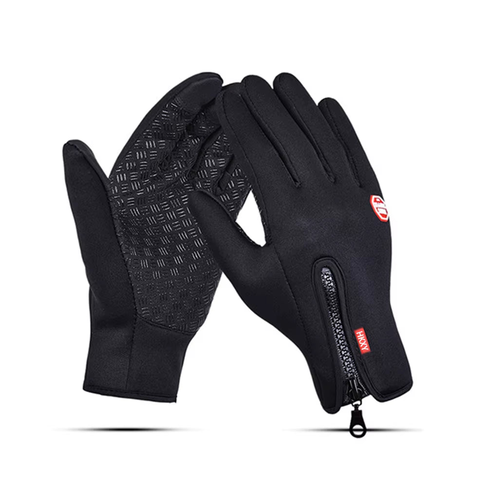 Winter Cycling Gloves Men Women Motorcycle Fleece Sport Zipper Autumn Touch Screen Warm Water-Repellent Windproof Non-Slip Glove