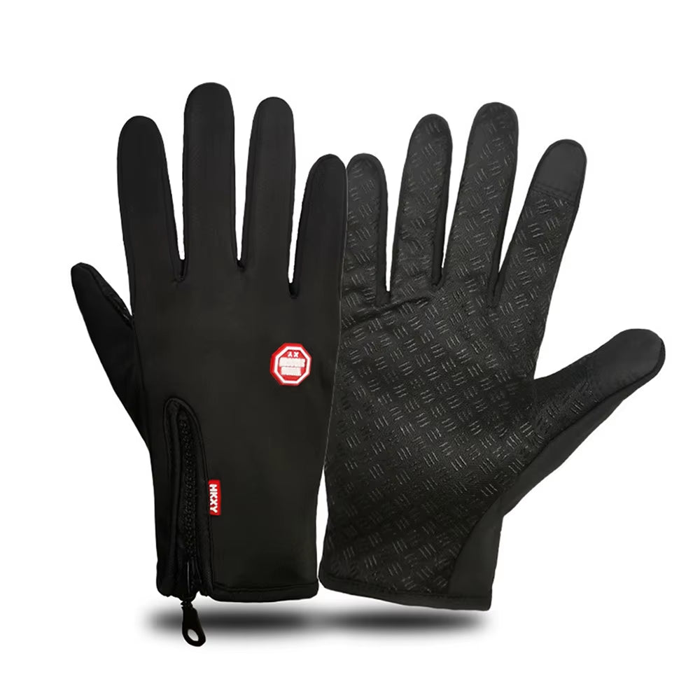 Winter Cycling Gloves Men Women Motorcycle Fleece Sport Zipper Autumn Touch Screen Warm Water-Repellent Windproof Non-Slip Glove
