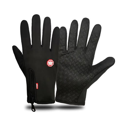 Winter Cycling Gloves Men Women Motorcycle Fleece Sport Zipper Autumn Touch Screen Warm Water-Repellent Windproof Non-Slip Glove
