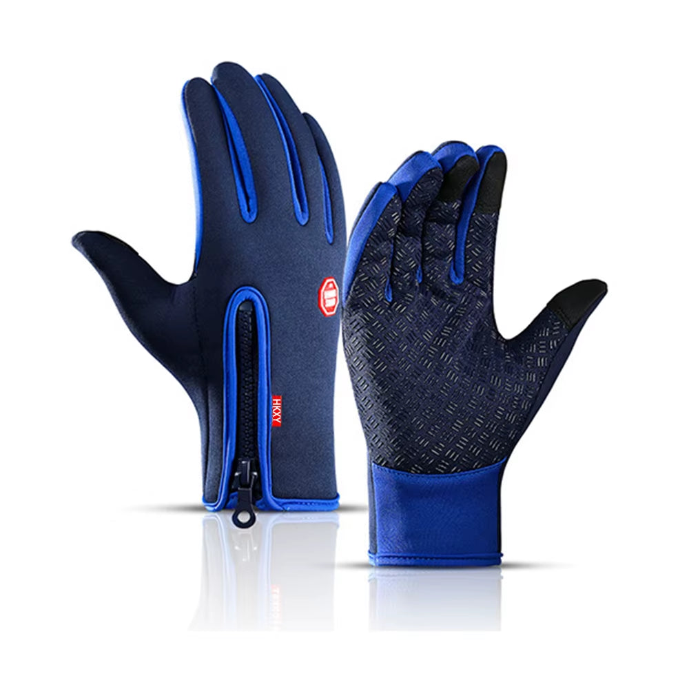 Winter Cycling Gloves Men Women Motorcycle Fleece Sport Zipper Autumn Touch Screen Warm Water-Repellent Windproof Non-Slip Glove
